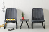 3 Piece Resin Wicker Patio Furniture Set with Side Table and Outdoor Chairs