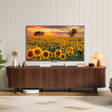 70" Mid-Century Modern TV Stand with Sliding Doors