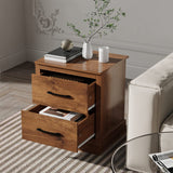 Farmhouse Nightstand Set of 2, Wood Bedside Table with 2 Storage Drawers