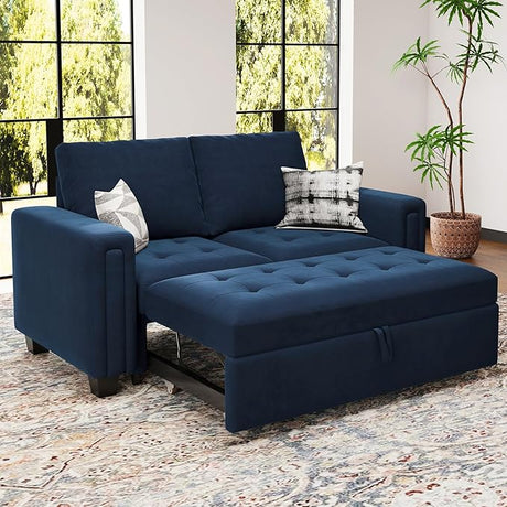 Modular Sectional Sleeper Sofa with Pull Out Bed Velvet Convertible U Shaped Sectional