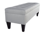 Furniture Designs Brooke Button Tufted Upholstered Long Bedroom Storage Bench, Sachi Series, 21"W x 13"H x 56"L, Silver Platnium