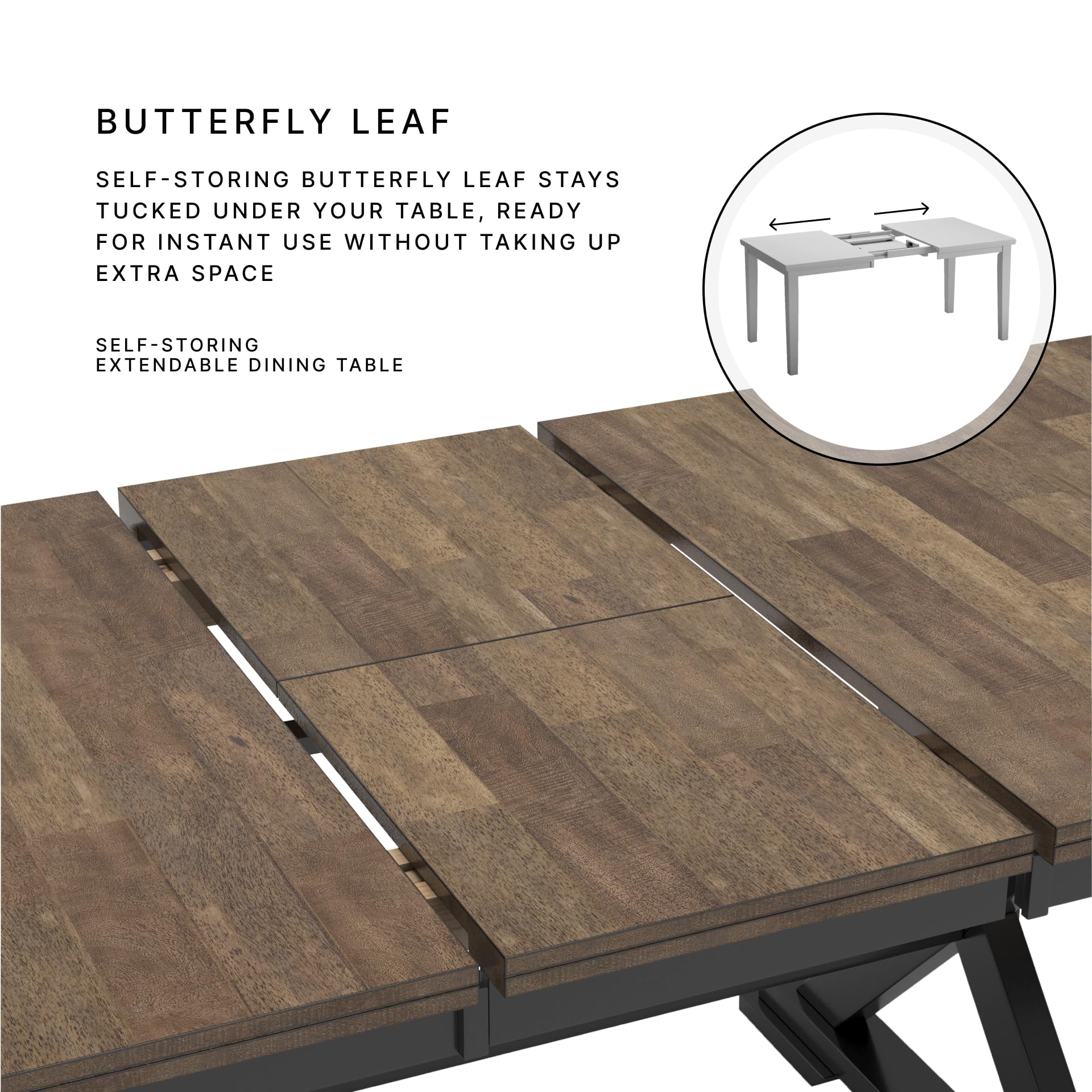 Wildenauer Dining Extension Table - Self-Storing Butterfly Leaf, Seats 8