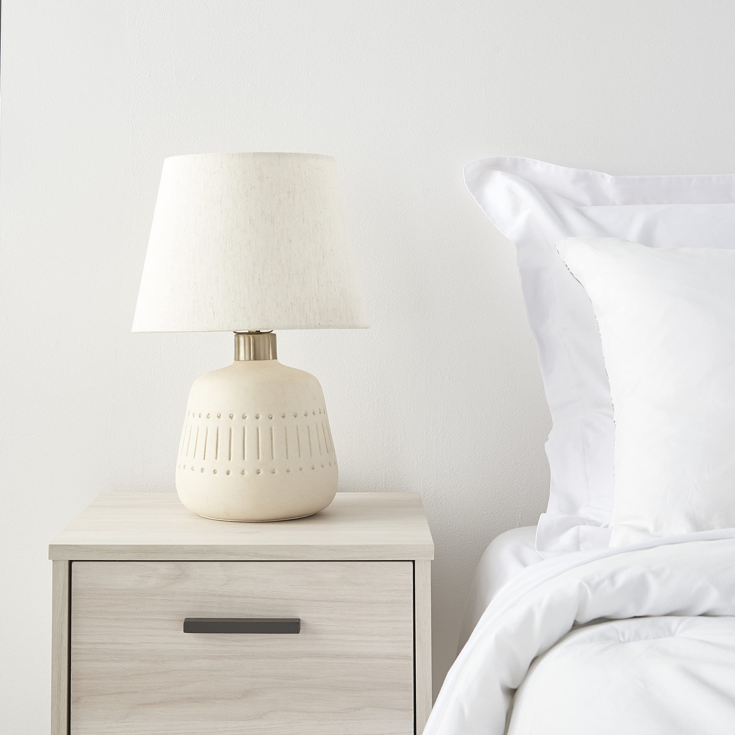 16" Cream Natural Textured Ceramic Accent Table Lamp, Farmhouse