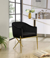 Xavier Collection Modern | Contemporary Velvet Upholstered Dining Chair with Sturdy Steel X Shaped Legs