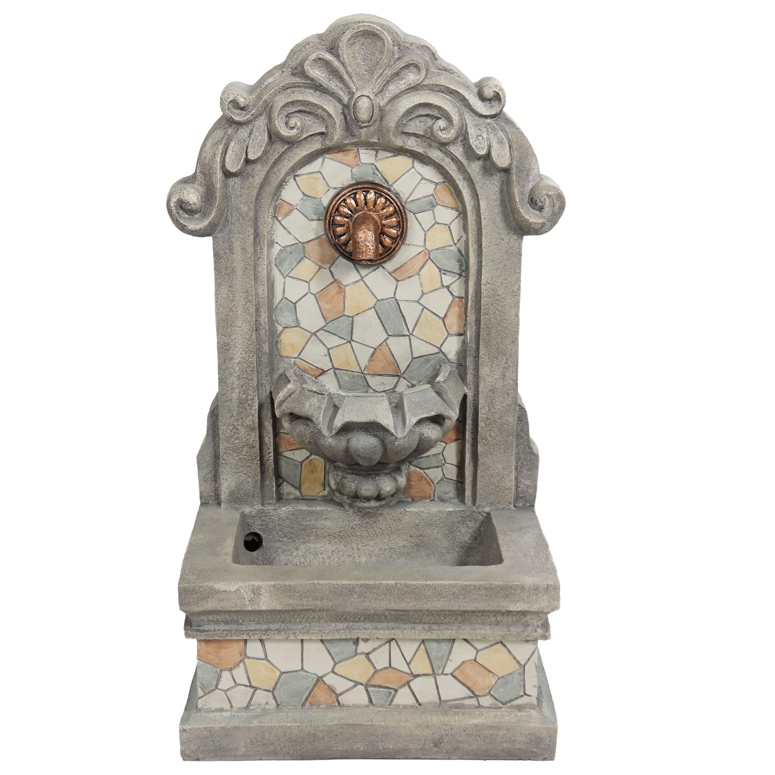 27" H Enchanting Estate Polyresin Wall Standing Fountain - Flat Back Wall Fountain