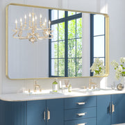 Bathroom Mirror, Brushed Gold Metal Framed Wall Mounted Mirrors