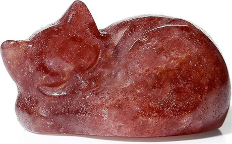 2" Cat Decors Statue Amethyst Crystal Sleeping Cat Decor Hand Carved Cute Cat Figurines