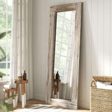 Rustic Farmhouse Full Length Mirror - Wood Frame Floor Standing Bedroom Mirror