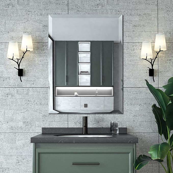 Mirror, Bathroom Mirrors for Wall , Frameless Rectangle Bathroom Mirror