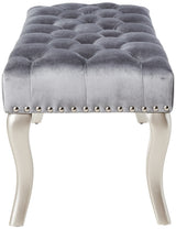 Decor Maxem Tufted Fabric Upholstered Seat with Nailhead Trim Bench, Gray