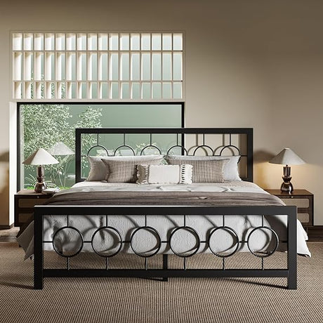 Twin Size Metal Platform Bed Frame with Modern and Vintage