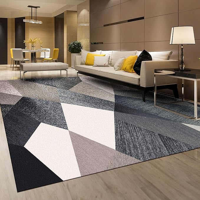 Washable Modern Area Rug - Geometric Style 5x7 Rugs for Living Room, Bedroom,