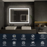 40x30 Dimmable LED Bathroom Mirror with Anti-Fog & Memory Function