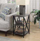 Tucson End Table with Shelves, Weathered Gray/Black