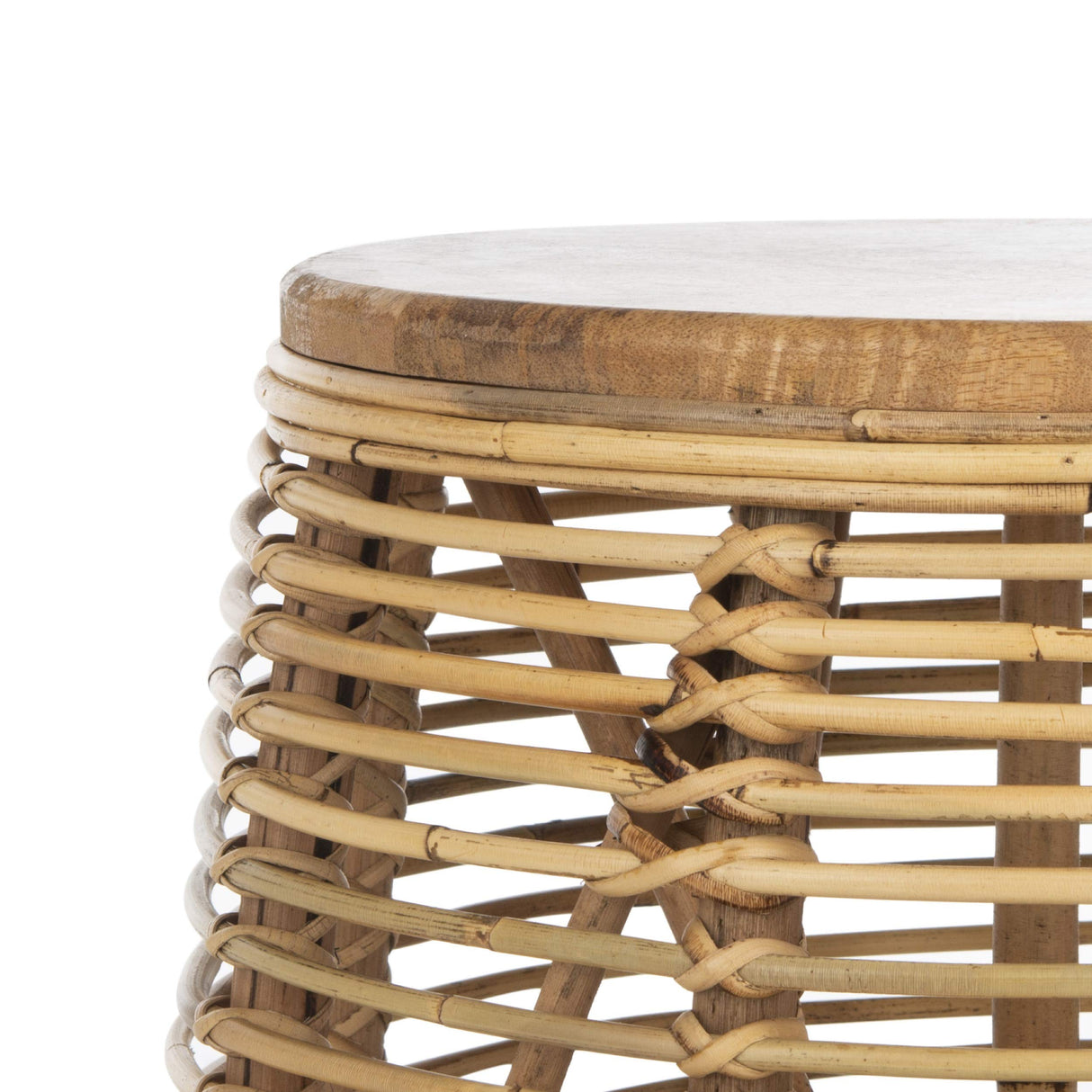 Home Maui Coastal Natural Rattan Drum Stool Table