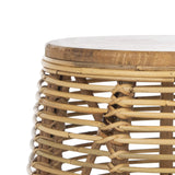 Home Maui Coastal Natural Rattan Drum Stool Table