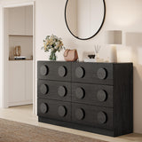 Modern 47" Wide Black Sideboard Buffet Cabinet with Storage and 6 Drawers