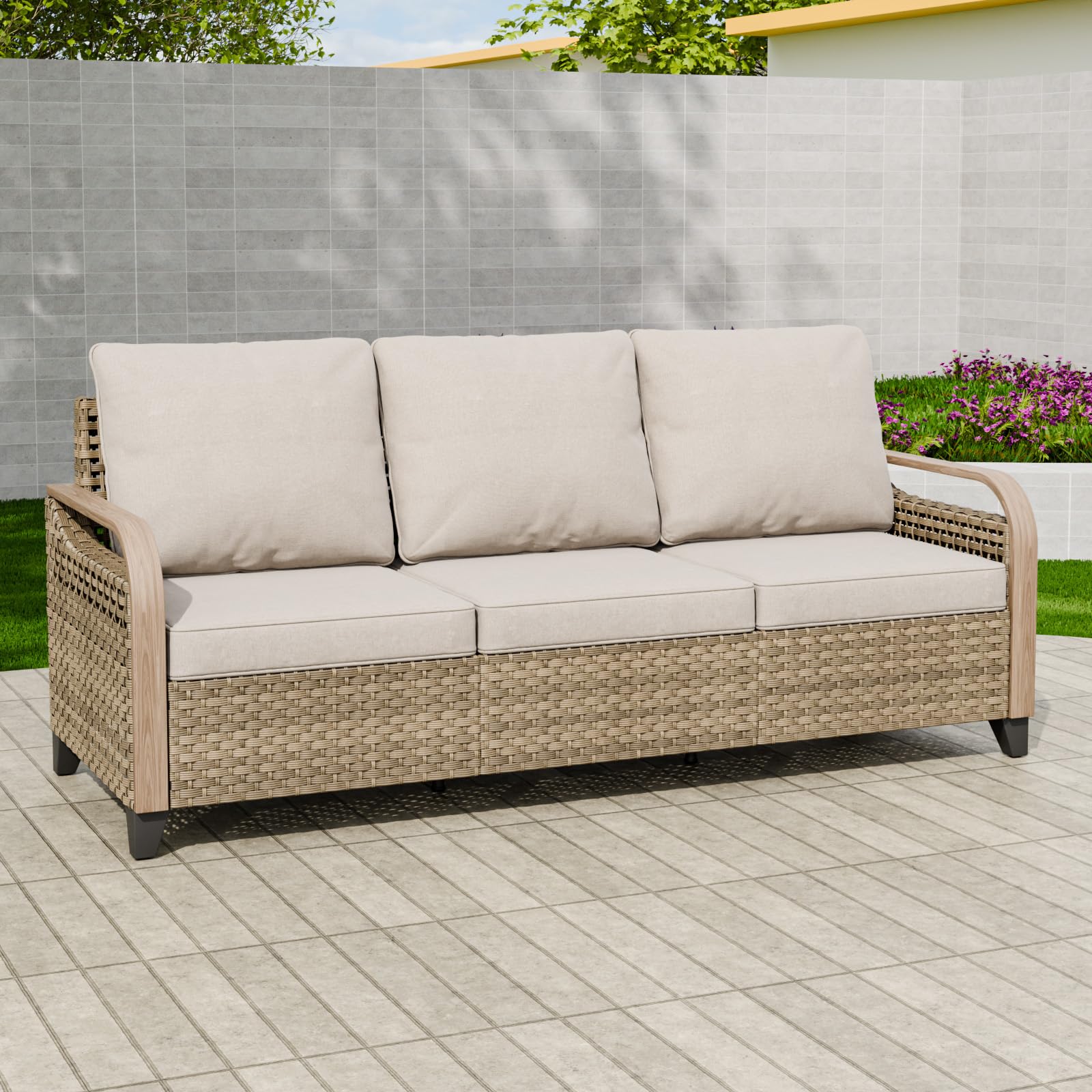 Wicker Outdoor Patio Sofa Modern Rattan Patio Furniture Loveseat