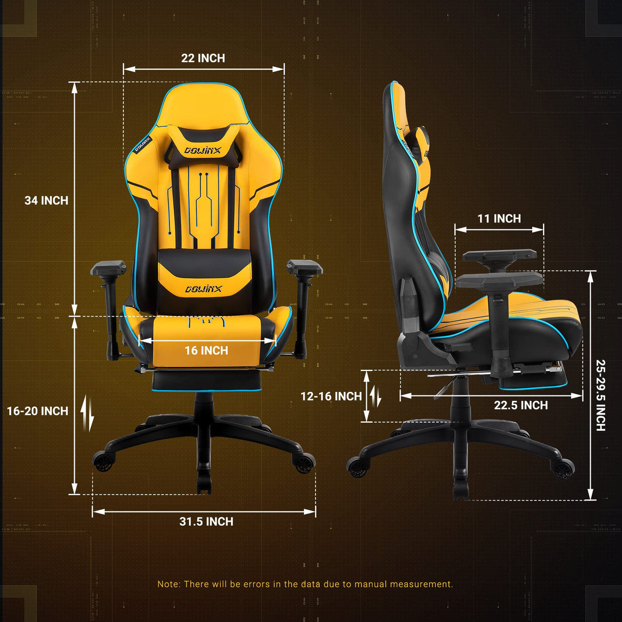 Gaming Chair High Back Computer Chair with Footrest, Breathable Quilted