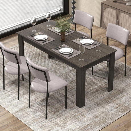 Dining Table for 4-6 People, 63” Modern Kitchen Table with L-Shaped Legs, 330 lbs Weight Capacity