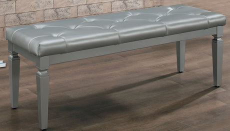 Allura Modern Crystal Tufted Footboard Bench, Silver Bi-Cast Vinyl