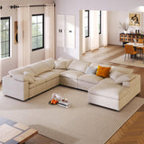 Oversized Modular Sectional Sofa, Chenille U-Shaped Couch with Ottoman