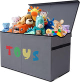 Large Kids Toy Box Chest Storage organizer with Double Flip-Top Lid - Collapsible Sturdy Toy Organizers And Storage Bins