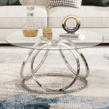 Round Coffee Table, Modern Silver Coffee Table Living Room Table