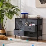 Sweetcrispy 6 Drawer Dresser for Bedroom, Fabric Chest of Drawers Dressers, Storage Tower Unit with Fabric Bins, Bedroom Dresser for Closet, Living Room, Hallway, Wood Top, Steel Frame, Grey