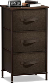 Nightstand with 2 Drawers - Bedside Furniture End Table Night Stand - Steel Frame, Wood Top & Easy Pull Modern Print Fabric Bins - Small Dresser & Chest for Home, Bedroom Accessories & Office