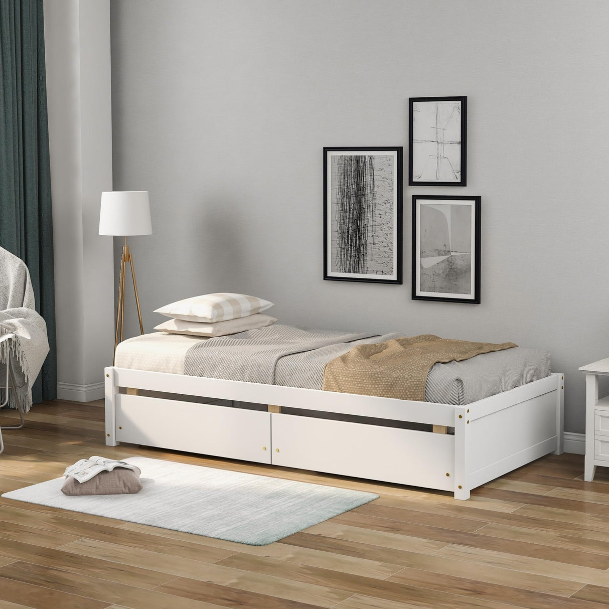 Kali Platform Queen Size Bed, Panel Rectangular Design