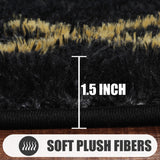 arge Fluffy Area Rug for Living Room Bedroom, 5x8 Black and Gold Rug,