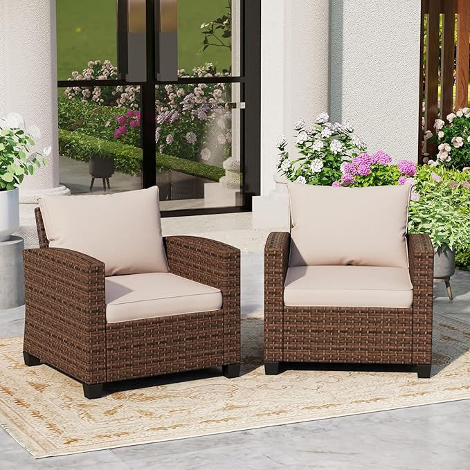 Loveseat Patio Sofa，Outdoor 2-seat Wicker Rattan Patio Sofa