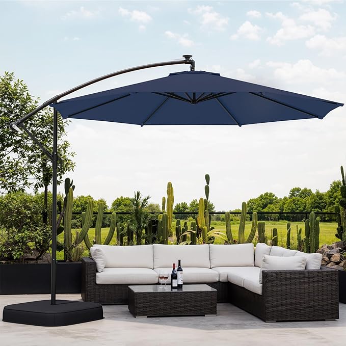 10ft Patio Umbrella with Base Included, Outdoor Offset Cantilever Umbrella