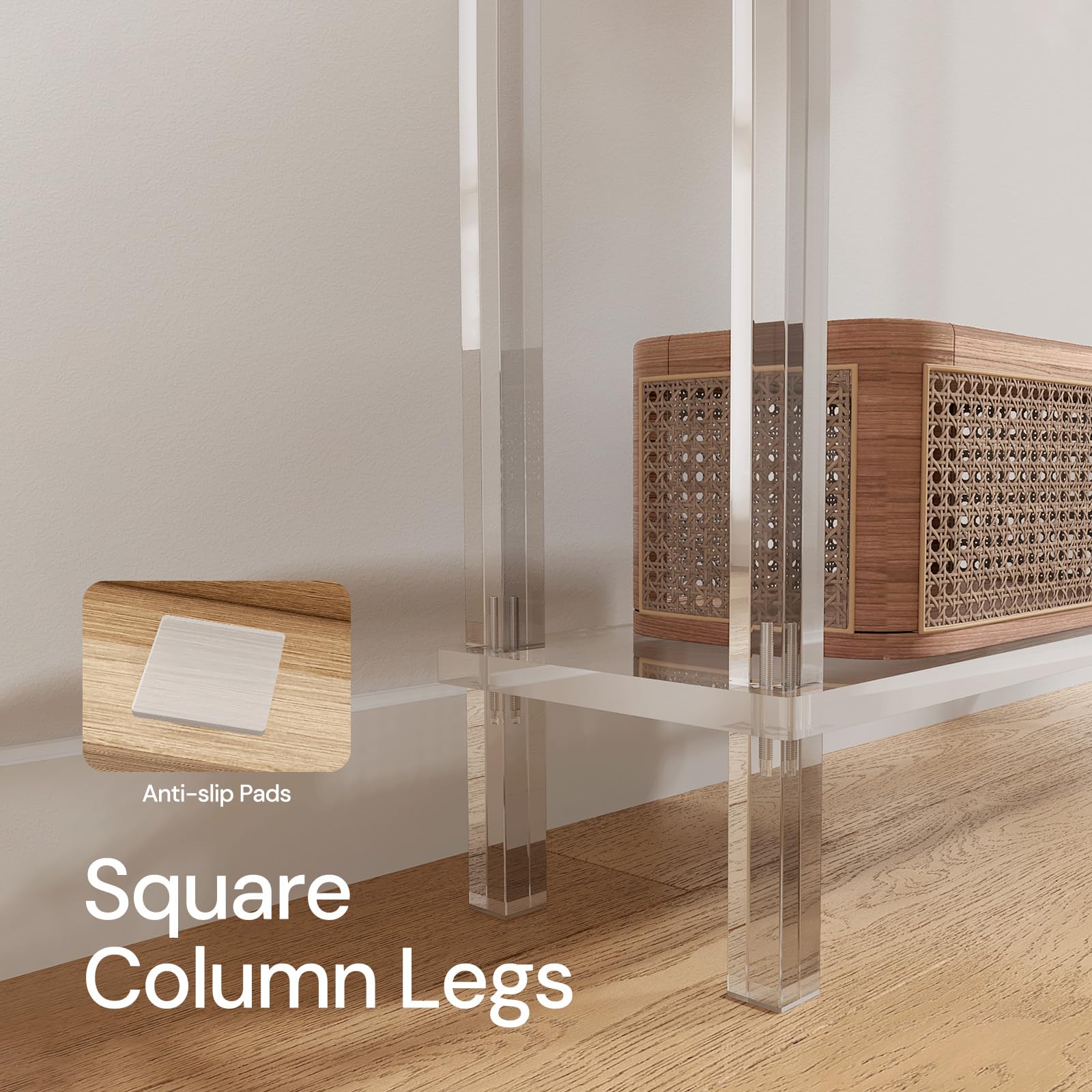 Acrylic Narrow Console Table - 39.4" Clear 2-Tier Entryway Table