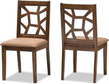 Abilene Dining Set Light Brown Fabric Upholstered and Walnut Brown Finished 5-Piece