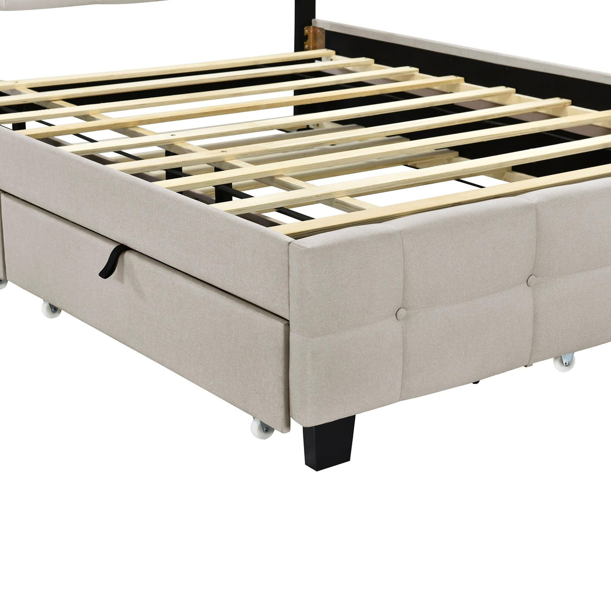 Bed with LED Frame Beige - Queen