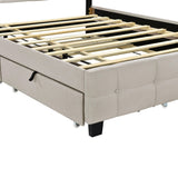 Bed with LED Frame Beige - Queen