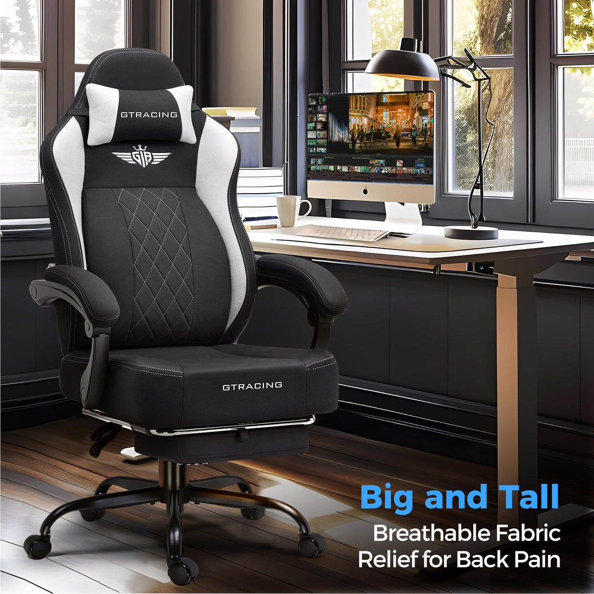 Big and Tall Gaming Chair with Footrest - Ergonomic Office Chair