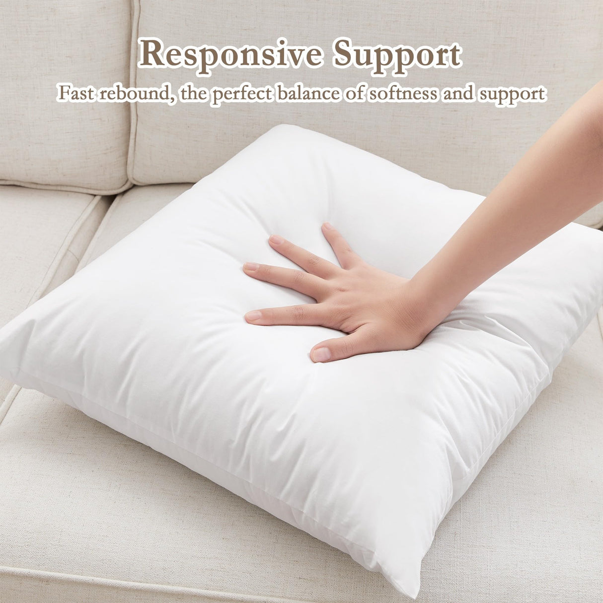 Throw Pillow Inserts, 18 x 18 Inch Square Form Sham Stuffer Set of 2