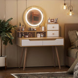 Vanity Desk with Mirror and Lights, Vanity Desk with Drawers, Makeup Vanity Dressing