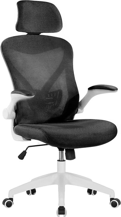 Raif Office Chair with Headrest, S-Shaped Breathable Mesh Back, Central Tilt System