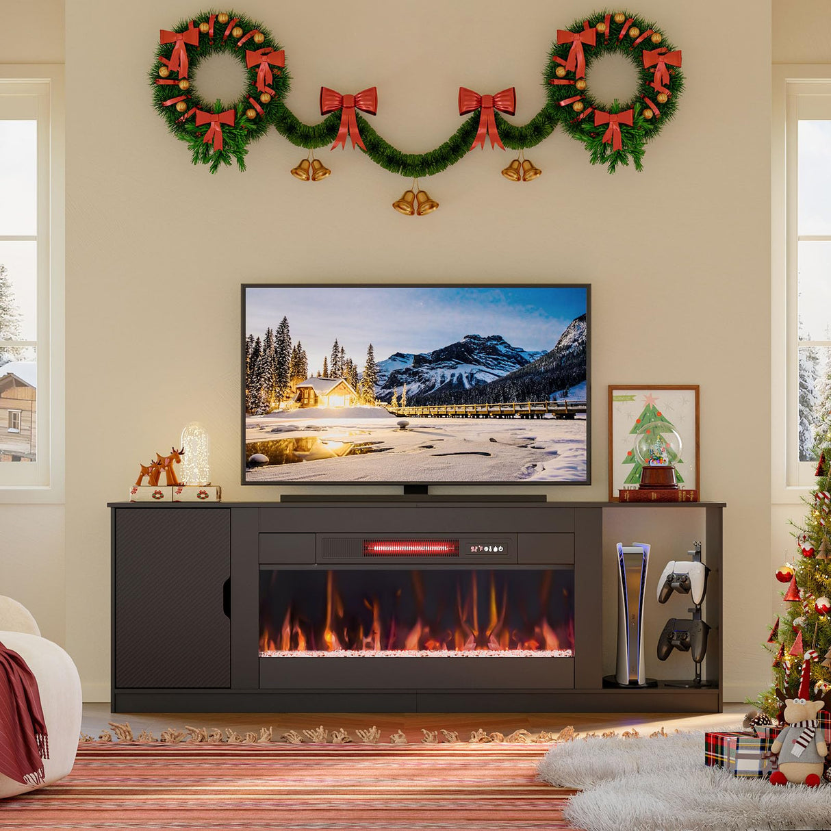70-Inch Fireplace TV Stand with Storage