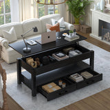 41.7'' Lift Top Coffee Table with 2 Storage Drawer Hidden Compartment Open Storage Shelf