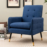 Modern Mid-Century Accent Chair - Upholstered Armchair with Tufted Back, Metal Legs