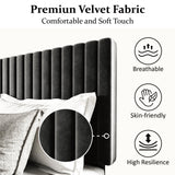 Queen Velvet Platform Bed Frame with Upholstered Headboard