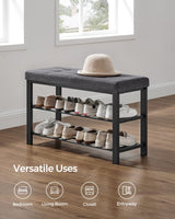 Shoe Bench, Storage Bench, Entryway Bench with Cushion, Shoe Shelf