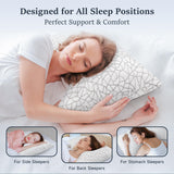 COZSINOOR Side Sleeper Pillows Queen Size Set of 2 for Sleeping - Crescent Adjustable Shredded Memory Foam Pillows 2 Pack, Cooling Bed Pillow for Back and Stomach Sleepers, Breathable Washable Cover