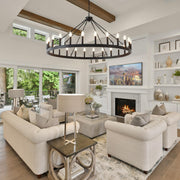 53 Inch Large Black Farmhouse Wagon Wheel Chandelier