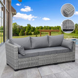 Outdoor Furniture Outdoor Couch Grey Wicker Patio Furniture 3-seat Sofa Deep Seat